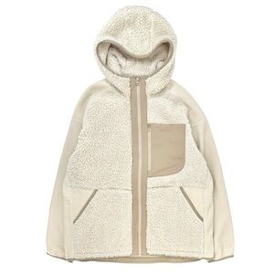 White Mountaineering x Uniqlo Cream White Fleece Full Zip Hoodie Jacket sz XL
